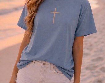 Simple Cross Shirt, Minimalist Christian T-Shirt, Faith-Based Graphic Tee, Comfort Colors® Shirt, Religious Gift
