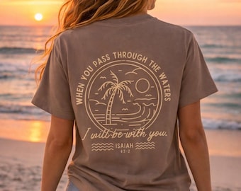 Vintage Beach Waves Shirt, Christian Graphic T-Shirt, Faith-Based Summer Tee, Coastal Inspirational Shirt, Oversized Tee