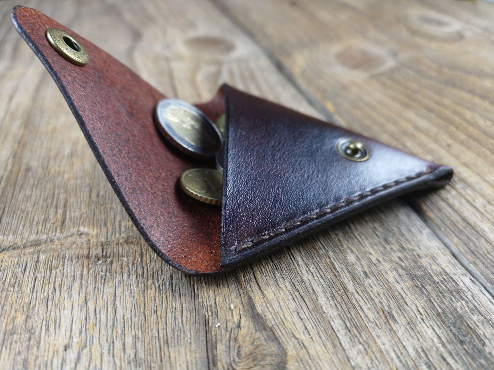 Triangular Coin Purse Leather Coin Purse, Leather Coin Pouch, Leather Coin Holder, Bespoke ...
