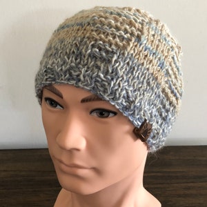 Dumortierite - Hand Knit - Unisex Wool Beanie, Practical gifts for men, Alpaca wool, multi color beanie
