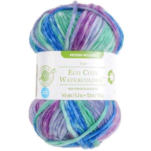 LOOPS & THREADS ECO Cozy Watercolors Yarn - Knitting supplies Crochet supplies. Knit - Crochet - Yarn Supplies 5.3 oz / 150 g