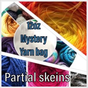 LUCKY YARN BAG - Partial Skeins Surprise Yarn Bundle Scrab Yarn, fair isle knitting crocheting rug tufting weaving pom-pom making