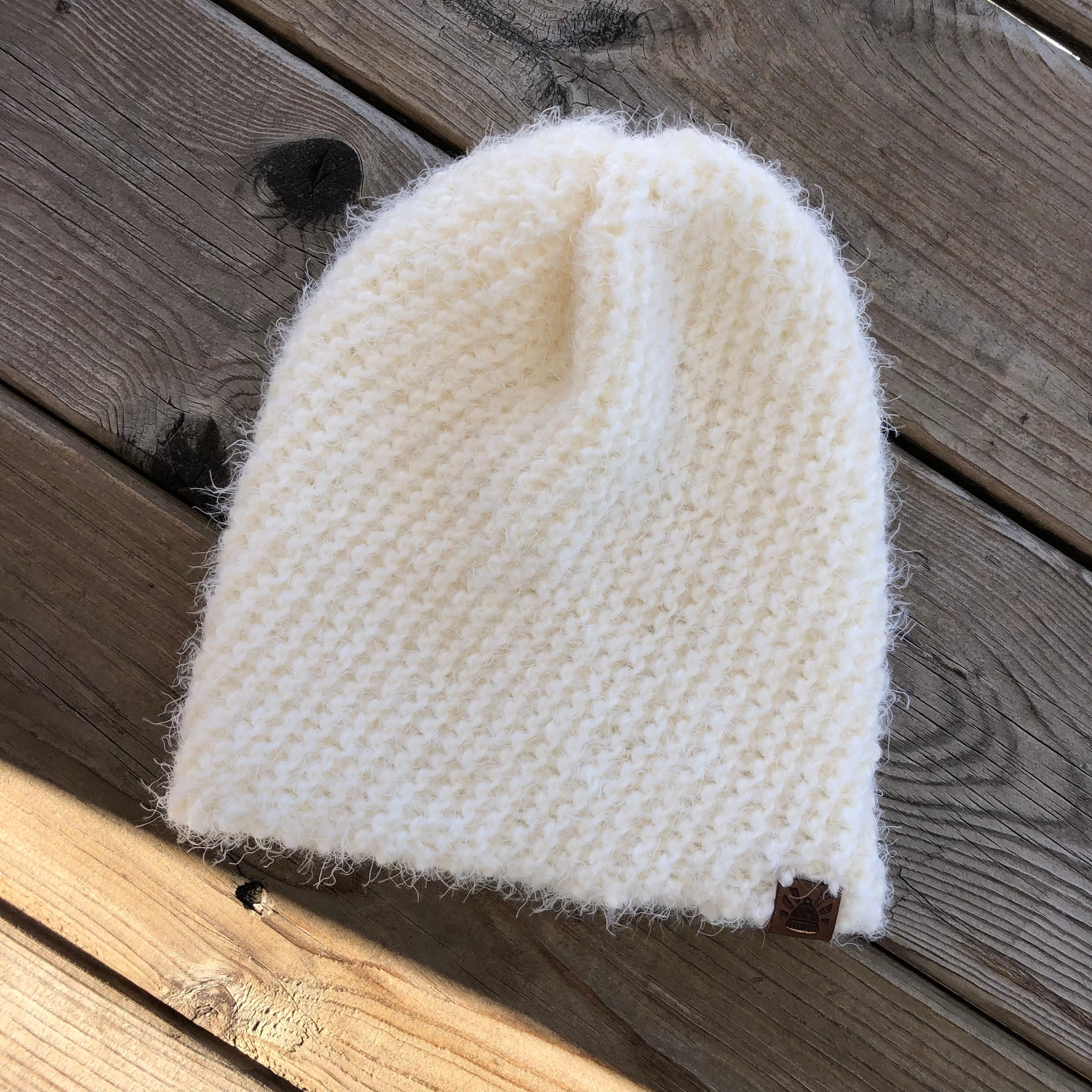 Handmade ♡ Summer Material Knit Cap Cream & White Jumbo Pom Knit Hat, Cream – SpearmintLOVE main image 3