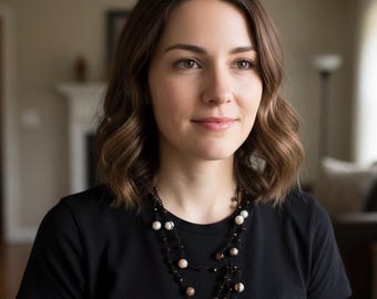 Collana a lariat in agata con fungo in vetro: bracciale avvolgente boho