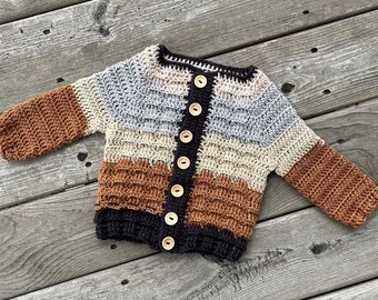 Cotton Baby Boy Girl Knitted Cardigan Sweater Crewneck Knit Crochet Button Closure Cardigan Tops Coat Outwear for Toddler