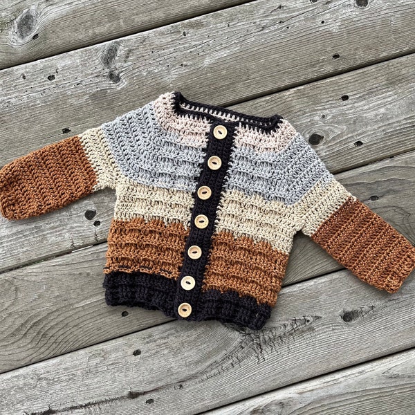 Cotton Baby Boy Girl Knitted Cardigan Sweater Crewneck Knit Crochet Button Closure Cardigan Tops Coat Outwear for Toddler