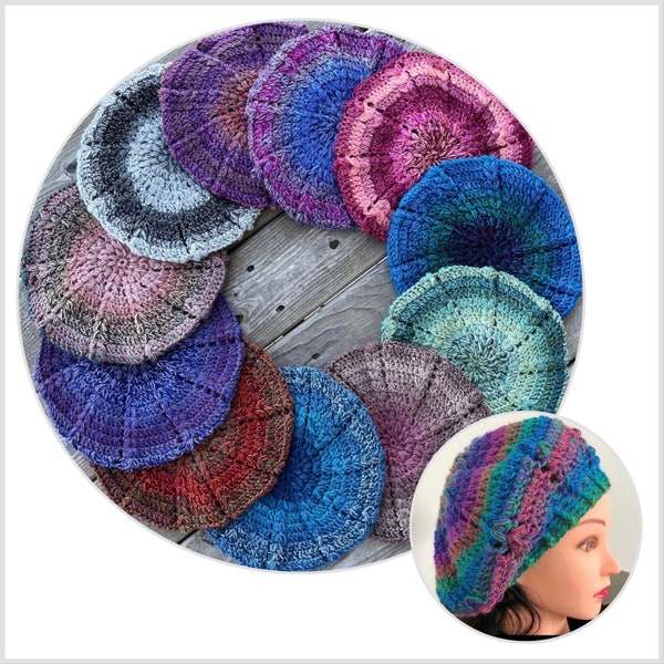 Universe Crochet Beret, Slouchy Tams, Handmade knit hats, Practical Gifts!