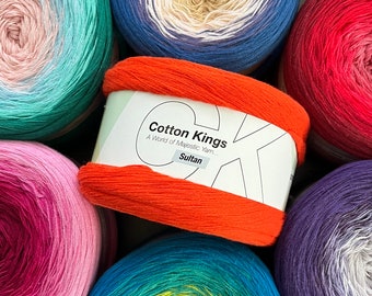 COTTON KINGS Sultan, 200 g cake 100% cotton Oeko-Tex certified cake-yarn. Knitting supplies, Crochet supplies.