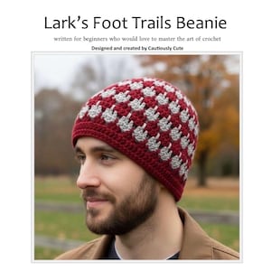 Haakpatroon voor een muts van Larks Foot Trails, van boven naar beneden gehaakt, voor beginners - PDF-download, Praktische cadeaus!, Handgemaakte cadeaus!