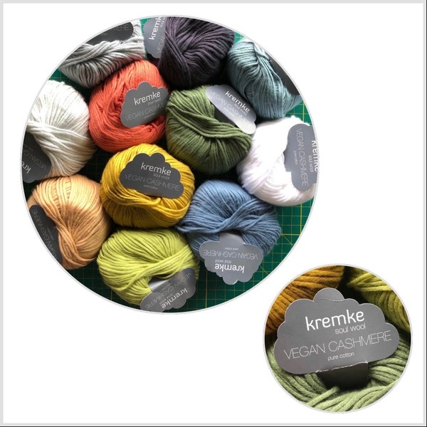 KRENKE SOUL WOOL, cachemire italien végétalien, lot de 3 pelotes en pur coton. Approvisionnement total en fil de 150 g. Accessoires de tricot, Accessoires de crochet