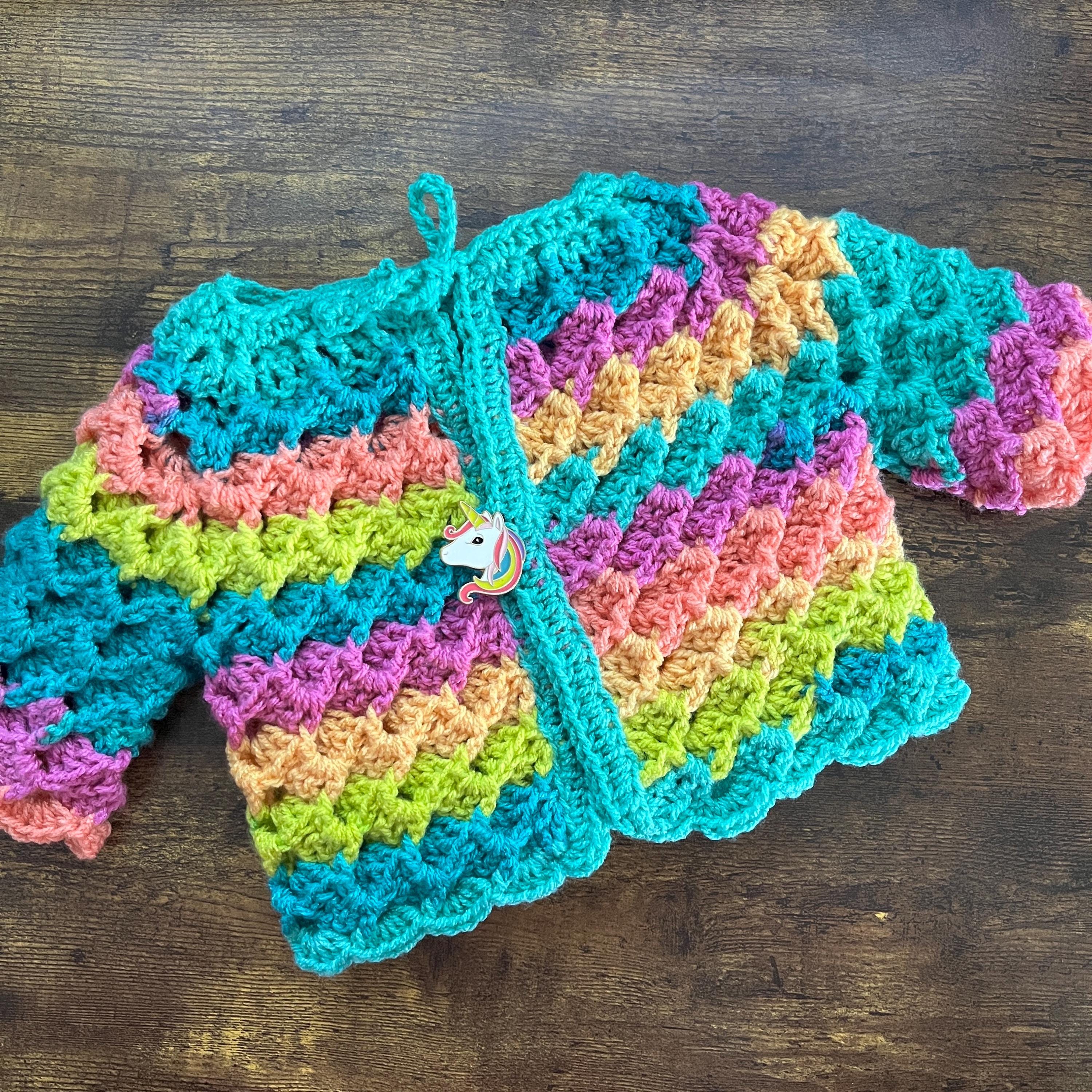 Crochet Newborn Handcrafted Texture Baby Sweater - Soft Rainbow Pastels - Baby Shower Gift