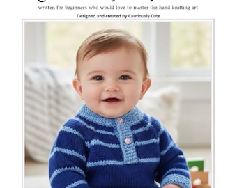 Patrón para tejer un jersey de bebé estilo Henley raglán: apto para principiantes, con videotutoriales (PDF).