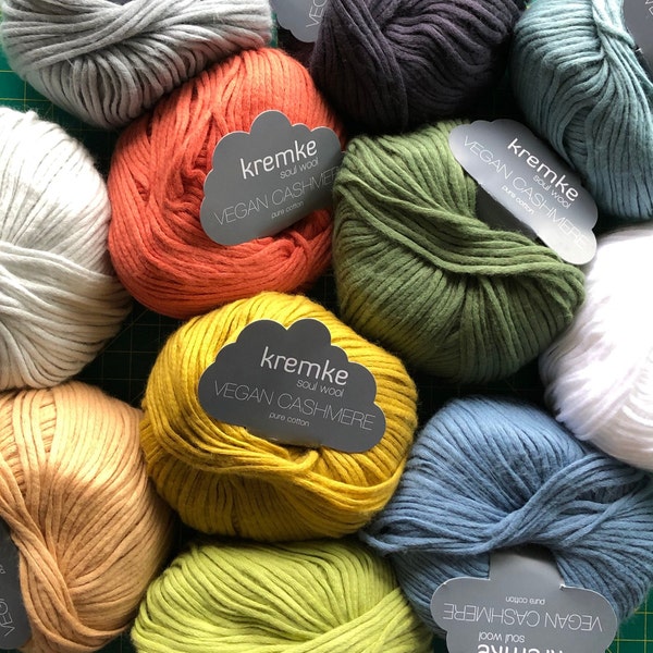 KRENKE SOUL WOOL Italian Vegan Cashmere Balls of Pure Cotton. Total 150gr yarn supply. Knitting supplies, Crochet supplies