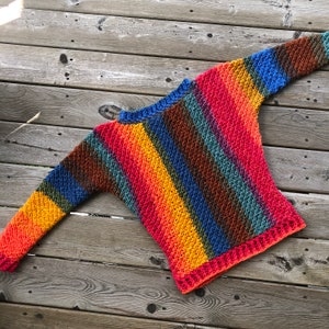Spectrum - Hand knit - sweater, rainbow pullover, Practical gifts,