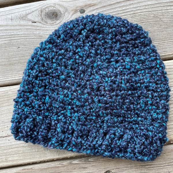 Crochet Women Dark BLUE Boucle hat, Hand knit hats women's, Practical Gifts!