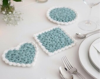 ジャスミンの円形コースターのかぎ針編みパターン：初心者向け（PDF