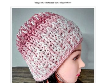 Tunisian Crochet Bottom-up Fisherman Weave Beanie Pattern