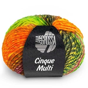 LANA GROSSA Cinque Multi - Soft blend of Virgin wool and Acrylic multicolor Italian Yarn supplies 50gr/1.75oz