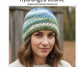 アジサイのビーニーかぎ針編みビーニー：上級者向けプロ版（11ページ、編み図＋必須写真）