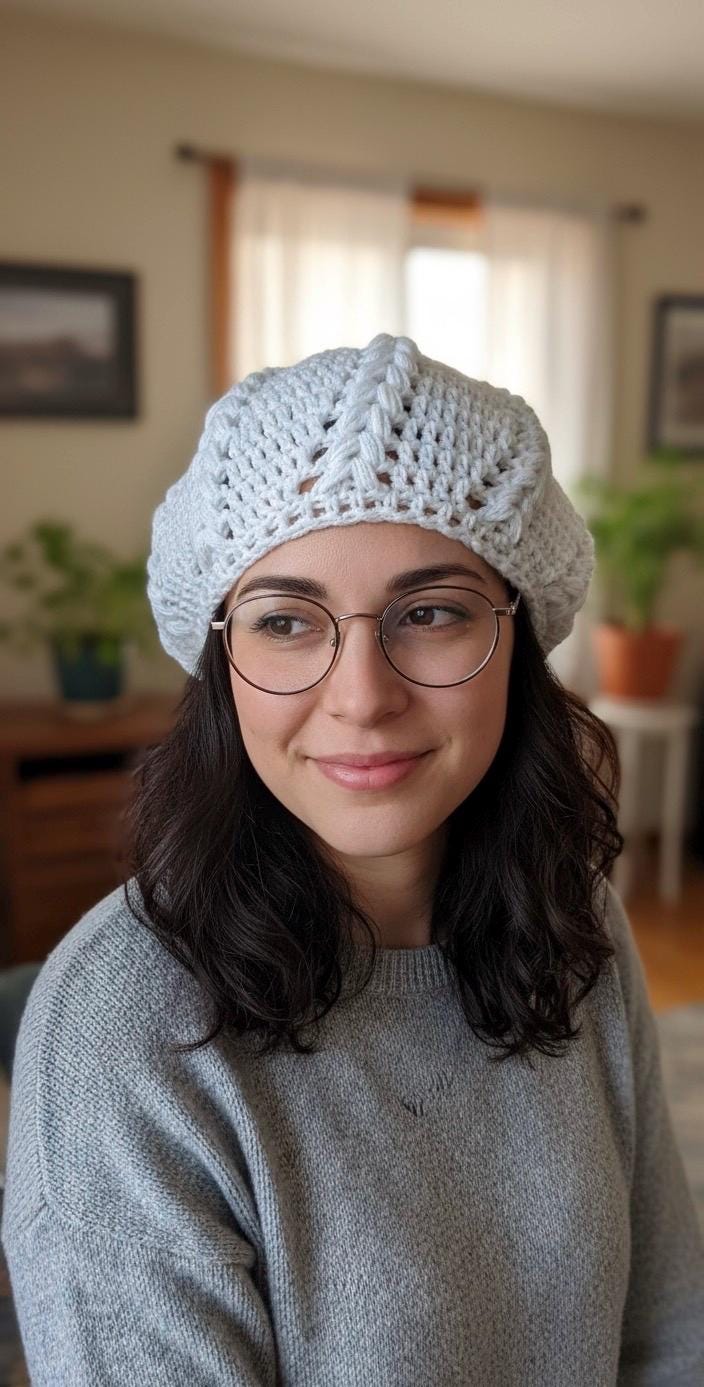 Final Sale: Crochet Slouchy Beret, Cotton & Bamboo Tam - Handmade Practical Gifts!
