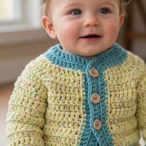 Final Sale: Sunshine - Crochet - Baby Cardigan, Long Sleeve Sweater with Buttons, Handmade cloths for kids!