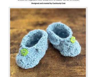 Patrón de ganchillo para patucos de bebé con diseño de conchas: PDF para principiantes (descargable)