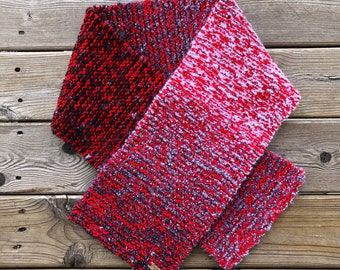 Unisex Red Ombre hand knitted winter scarf Practical Gifts, Practical Gifts!