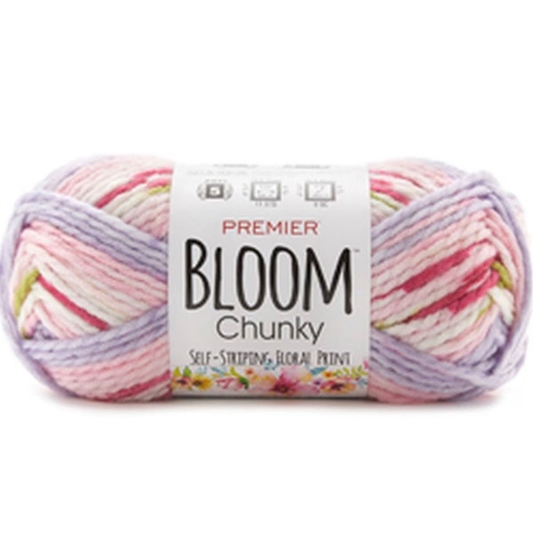 PREMIER - Bloom Chunky Yarn, Knit Crochet Yarn supplies, 4oz skein, free pattern on label