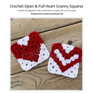 Full & Open Heart Granny Square - Beginner-Friendly Crochet Pattern | Step-by-Step Instructions - PDF Download, Home Decor!