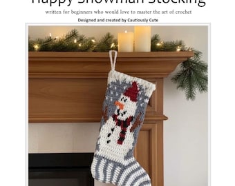 Happy Snowman Christmas Stocking Crochet Pattern: Beginner-Friendly PDF Download