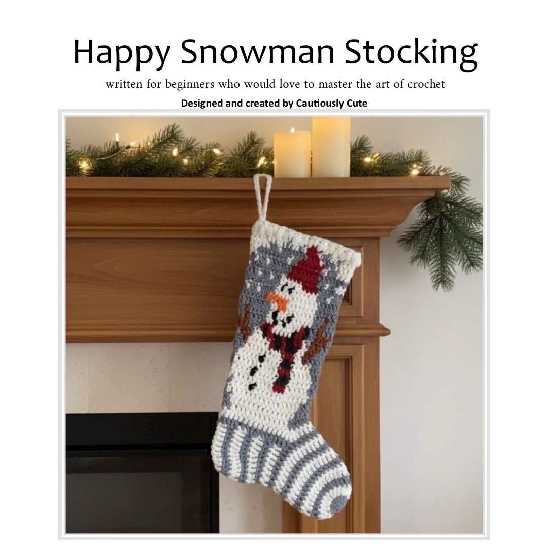 30 Christmas Stocking Crochet Patterns for Handmade Holiday Keepsakes 30 Happy Snowman Christmas Stocking Pattern
