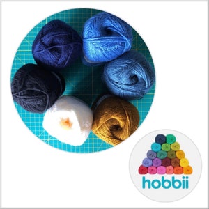Hilo acrílico HOBBII Black Friday en azul polvoriento, crema, negro, verde azulado, mostaza oscura y azul marino. Tejido, crochet, suministros de HILOS
