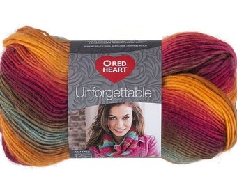 RED HEART Unforgettable Yarn. Knitting supplies, crochet supplies 3.5 oz. / 100 g, DIY crochet scarf pattern