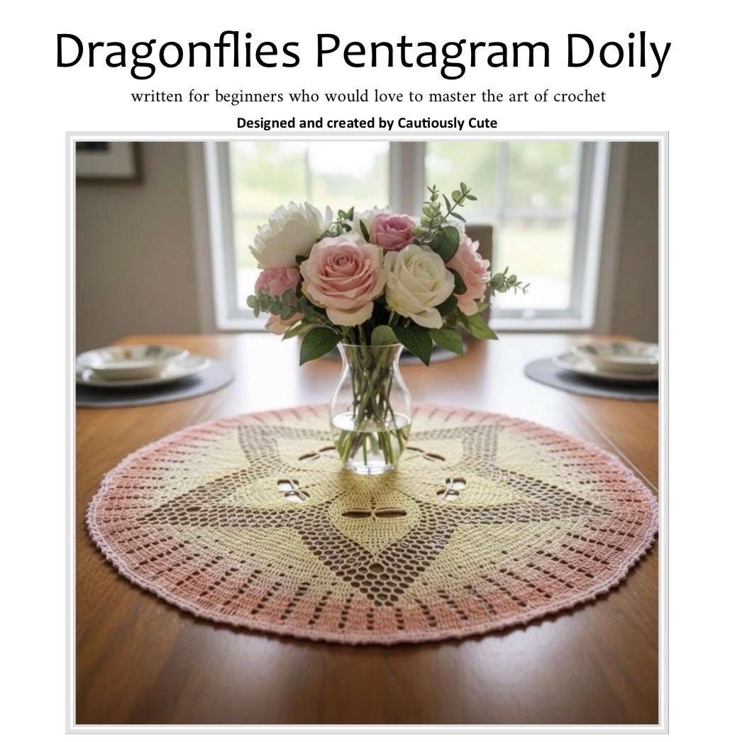 34 Goth Crochet Patterns for Dark, Witchy, and Alternative Makes 6 Dragonfly Pentagram Round Doily Crochet