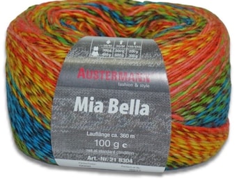 Matassa da 100gr Mia Bella Italiana di Austermann. Morbido filato misto lana multicolor. Forniture per maglieria, forniture per uncinetto. Filato mélange antiprurito