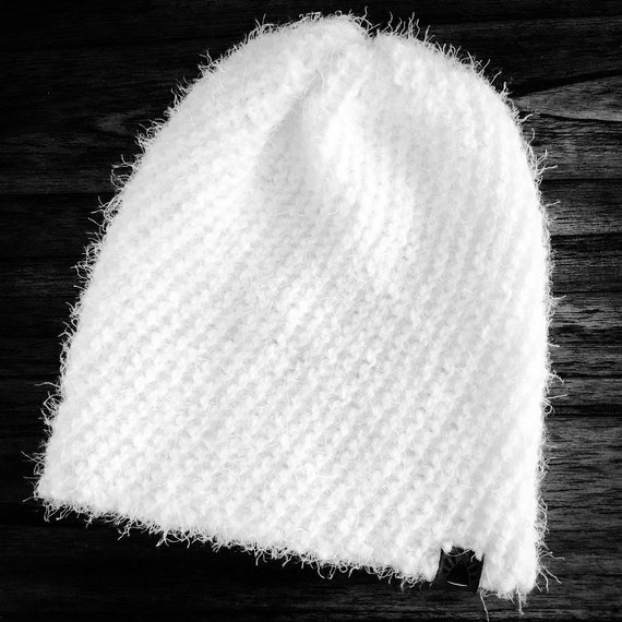 Hand-knit Cream White Beanie: Super Soft, Lightweight  display picture 3