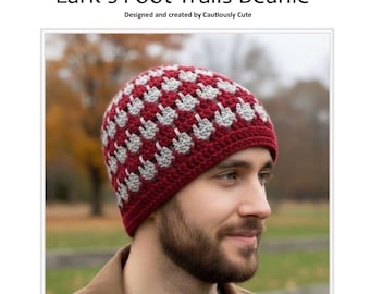 ラークス・フット・トレイルズ かぎ針編みビーニーの編み図：上級者向けプロ版（8ページ、編み図＋必須写真）