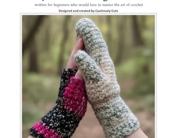 Patrón de ganchillo para mitones gruesos y guantes sin dedos: apto para principiantes, con videotutoriales (PDF).