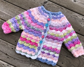 Razzle Dazzle - Crochet Baby Girl Knit Cardigan Sweater with Buttons Pullover Sweatshirt Warm Long Sleeve Tops for Infant Toddler