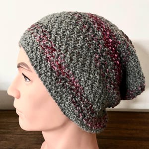 Lava - Hand Knit - Slouchy 100% Merino Wool Unisex Beanie Adult size L/XL, Practical Gifts!