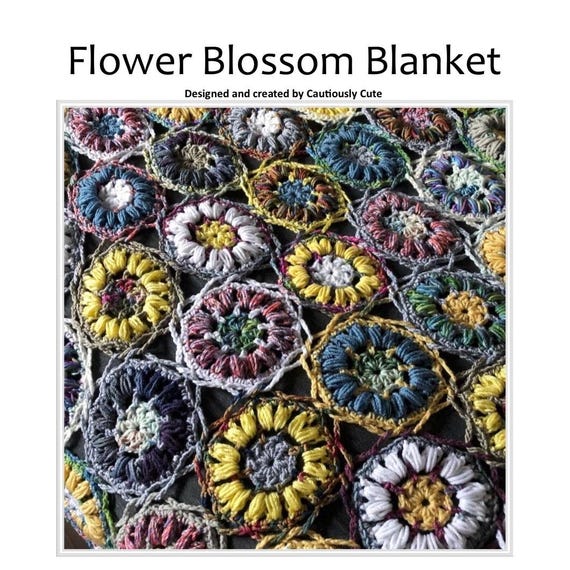 花柄ブランケットの編み図：上級者向け - Etsy 日本