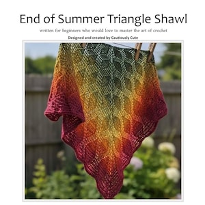 Patron de châle triangulaire au crochet de fin d'été : adapté aux débutants, tutoriels vidéo (PDF)