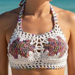 Patrón de crochet para conjunto de bikini con cierre trasero de hoja de roble: apto para principiantes, videotutoriales (PDF) imagen 7