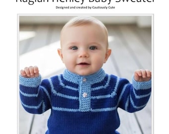 Patrón de tejido para suéter de bebé estilo Henley raglán: EDICIÓN PROFESIONAL AVANZADA