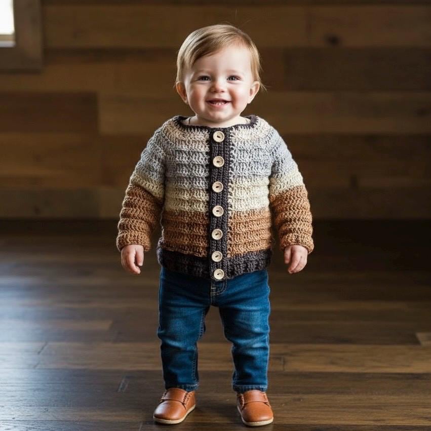 Handmade Crochet Baby Cardigan 100% Cotton Knit Style Sweater, Newborn Heirloom Pullover Gift
