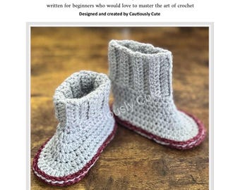 Two-Tone Baby Booties Crochet Pattern: Beginner-Friendly (PDF Download) __Support Included