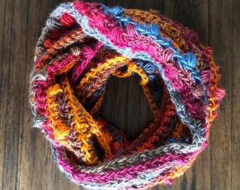 Autumn colors lightweight infinity crochet scarf, practical gifts [Clearance! Reduced Price!