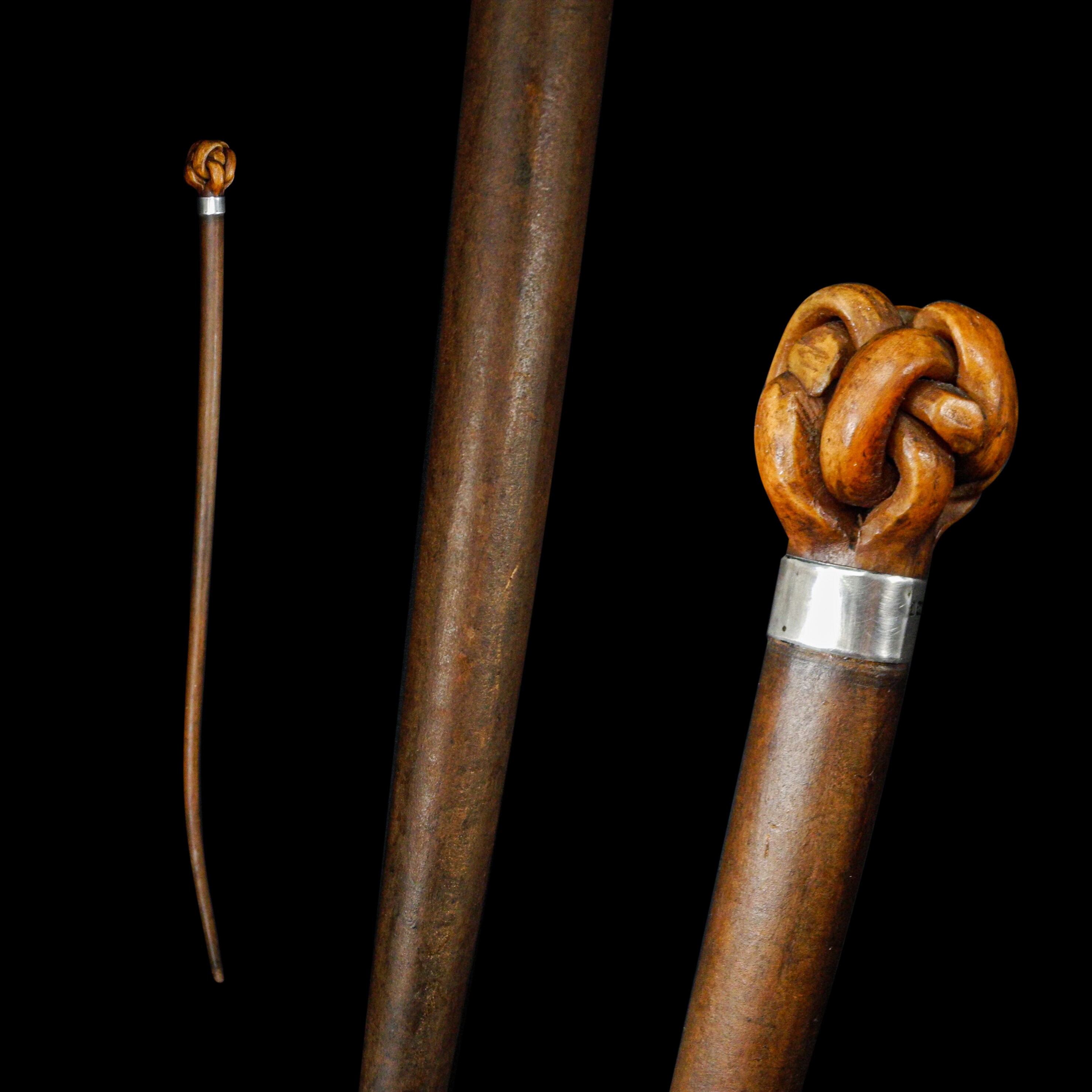 A Pizzle with Crown Knot Walking Cane Stick Antique C. 1902 Etsy