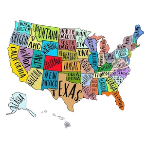 USA map SVG-Digital Download-Printable JPG-United States of America, travel, poster, digital print, kids wall decor-United States Cut File