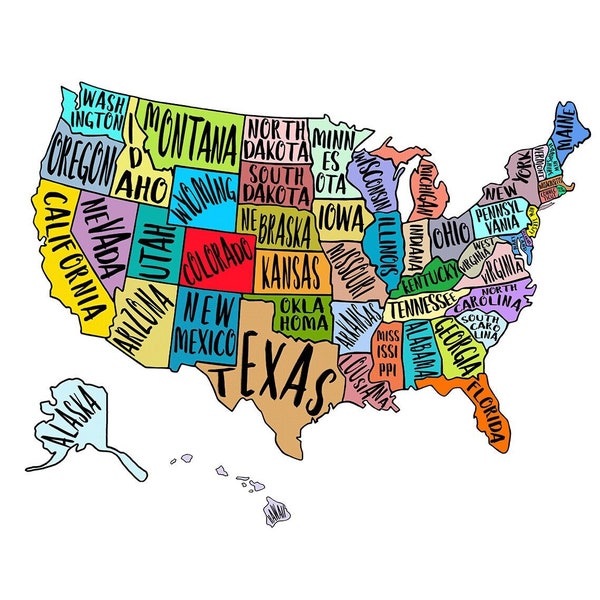 USA map SVG-Digital Download-Printable JPG-United States of America, travel, poster, digital print, kids wall decor-United States Cut File